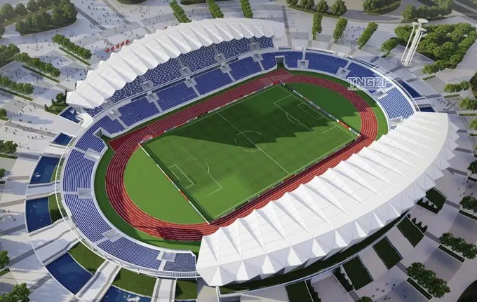 Aerial view of a stadium