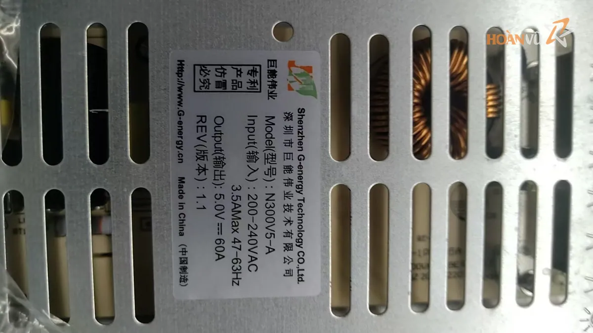 Power supply label on an LED unit