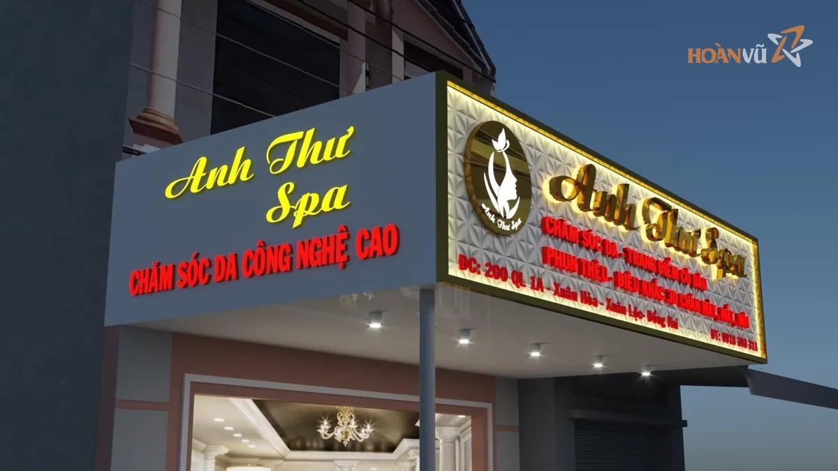 Bảng hiệu spa chữ nổi đèn LED